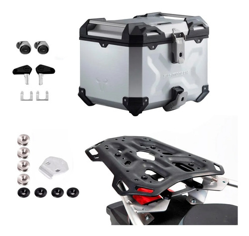 Kit Baul Top Case 38 L  Bmw F 750 Gs Color Plata Sw Motech