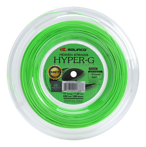 Corda Solinco Hyper G Soft 1.20mm Rolo 200 Metros Verde