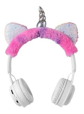 Auricular Unicornio Peluche Orejas Brillantes Inalámbrico