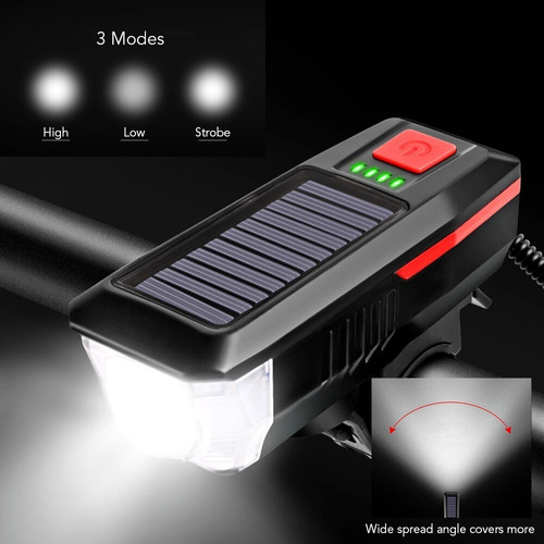 Luz Linterna Timbre Para Bicicleta C/ Panel Solar Ly-17