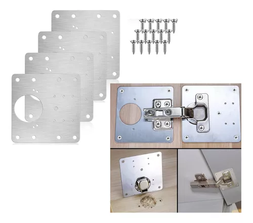 12-Pack Kit De Reparacion De Bisagras - Placa De Reparacion De Bisagras De  Ga