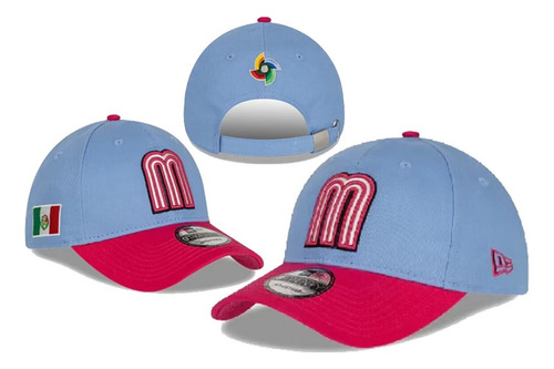 Gorra Visera Curva Logo M Mexico Azul Claro Azul Ajustable Lisa