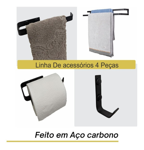 Kit Toalheiro Duplo 45 Com 4 Peças Preto Fosco Supremo