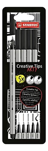Bolígrafo Stabilo Creative Tips Arty negro graduado con 5 unidades