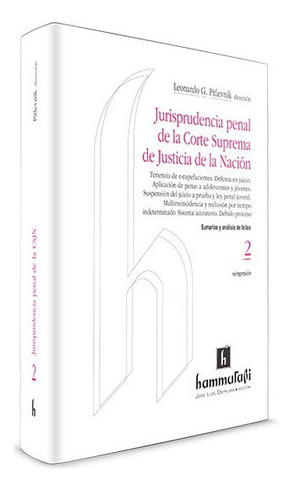 Jurisprudencia penal de la Corte Suprema vol. 2 de Justicia de la Nación,, de PITLEVNIK, LEONARDO G.. Editorial Hammurabi en español