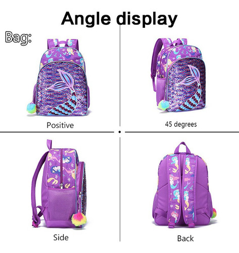 Mochila De Sirena Para Niñas Con Lonchera Lapicera