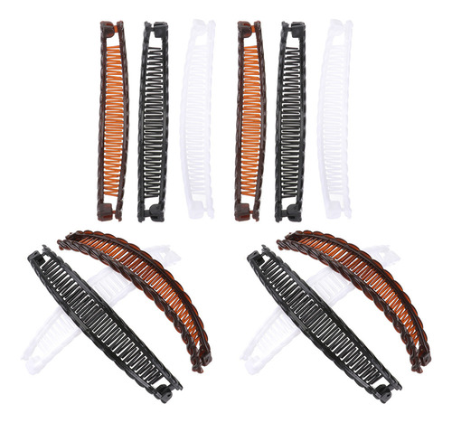 * 12 Pinzas For El Pelo Negras, Accesorios Tipo Banana, Café