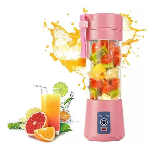 Mini Liquidificador Portátil Shake Juice Cup Rosa