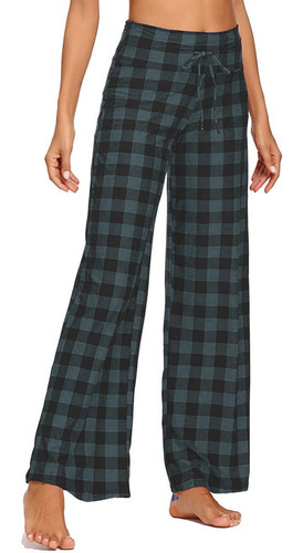Pantalones De Pijama De Pierna Ancha Con Estampado De Cuadro 