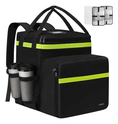 Mochila Bag Para Motoboy, Compatível com iFood Mochila De Térmica Delivery Comida E Pizza, Bolsa Reforçada, Expansível E Impermeável, Ytonet 6173 Preta