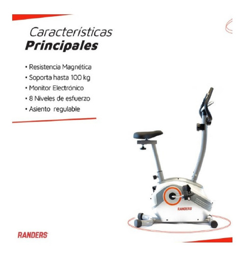 Imagen 2 de 10 de Bicicleta Magnética Vertical Randers Arg-131