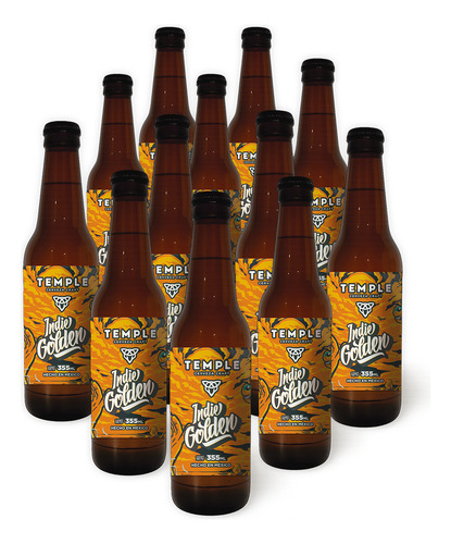 Pack Cerveza Artesanal 12u Botellas Temple Indie Golden 355ml - Caja Mayoreo Vidrio Refrescante Lúpulo Cascade Malta Pilsen Espuma Cristalino Aromas Caramelo Amargor Bajo IBU 12 / ABV 4.5%