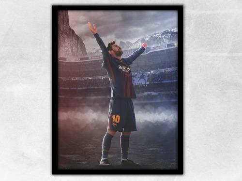 Cuadro Decorativo Lionel Messi Camiseta Psg, Barcelona 32x42