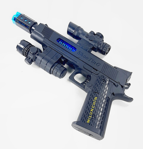 Pistola C/mira Luces Sonidos Vibración Proyecta Imagen 3d Negro