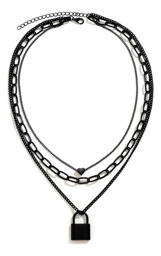Collar De Cadena Con Colgante Goth Lock Para Mujer, Joyería