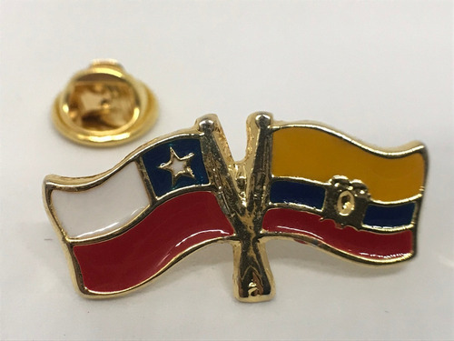 Pin Bandera Chile Y Ecuador Entrelazadas 