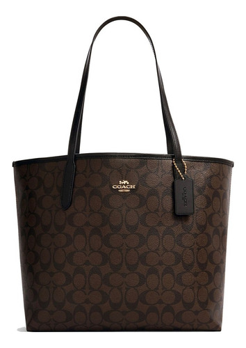 Bolsa Coach Original Dama City Tote Dark Brown Con Botón