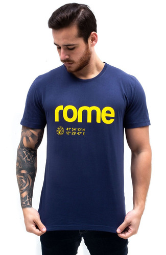 Camiseta Rome (roma) - Azul Exclusiva E Com Frete Grátis