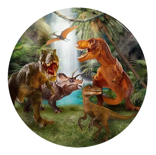 Painel Redondo Sublimado 3d Dinossauros Baby 033 1,5x1,5m