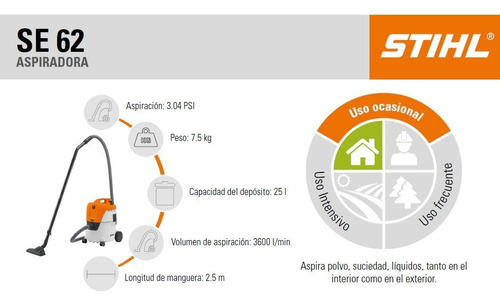 Aspiradora Eléctrica Para Líquidos Y Sólidos Stihl Se-62