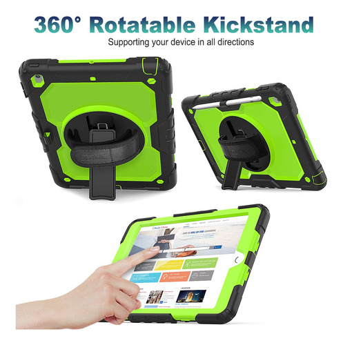 Funda Protectora Cuerpo Completo Verde-negro Para iPad 9 Gen