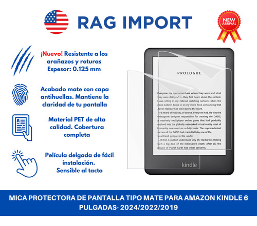 Case Transparente + Mica Para Kindle 6 PuLG + Stickers