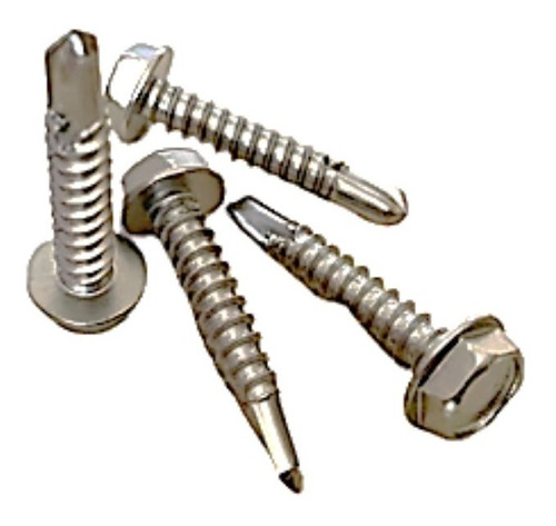 Pija C/hex. Pta. Broca Inoxidable 1/4 X 3 1/2 (100 Piezas)