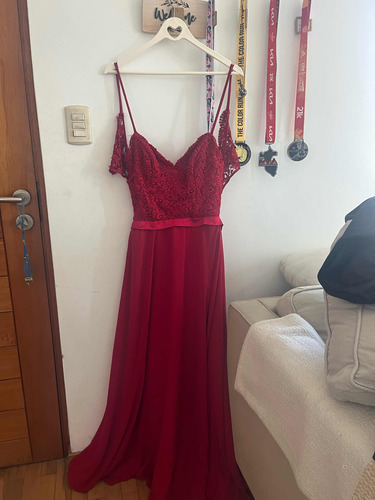 Vestido De Fiesta Largo Color Rojo Talla Small