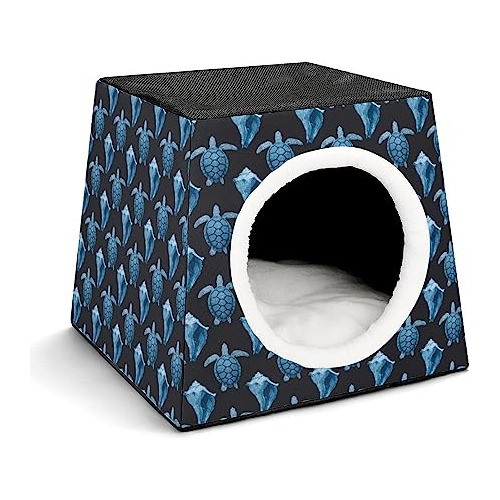 Blue Sea Turtles Conch Shell Dog House Cat Tent Durable Wate
