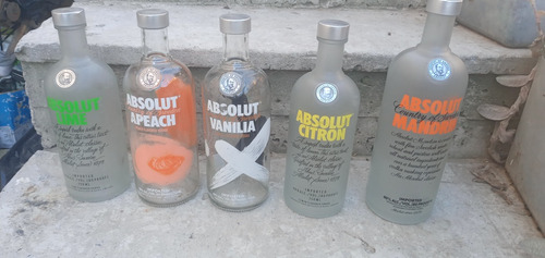 5 Envases Botellas Vacías Colección Absolut 