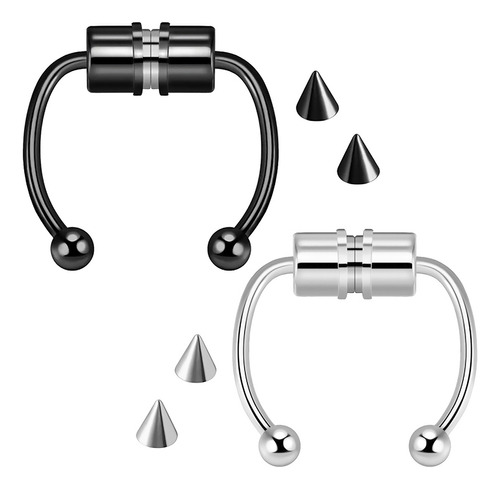 Pack 2 Aros Argollas Magnéticas Piercing Nariz Septum