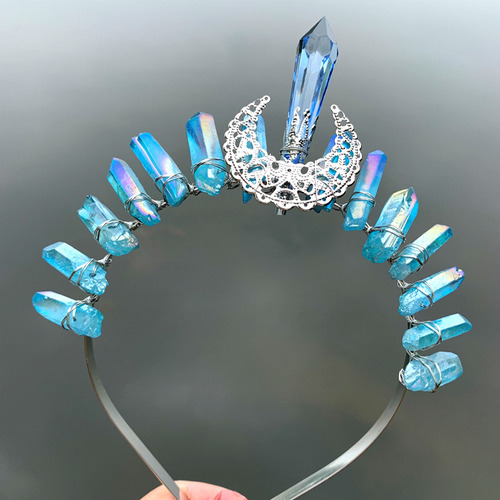 Diadema Con Corona De Luna De Cristal Y Accesorios De Joyerí