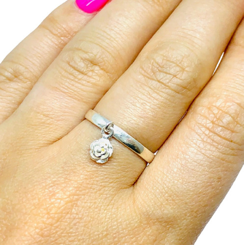 Anillo Dije Rosa Plata 925 Ideal Regalo Ap 155-22