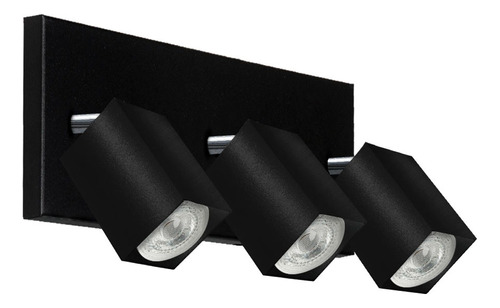 Lampara Aplique Pared 3 Luces Movil Spot Negro Gu10 Moderno