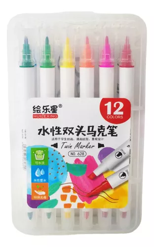 Estuche con 24 marcadores plumones twin marker doble punta de colores /  618-24