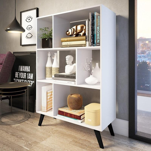Estante para livros com nichos retrô cor branco Arte Cas CL0013