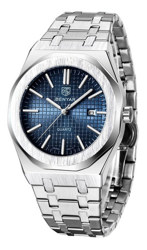 Reloj Hombre Lujo Benyar 5156 Metálico Estilo Royal Oak