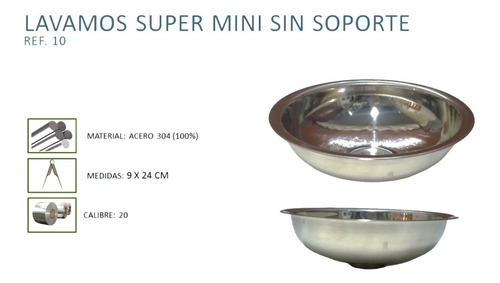 Imagen 2 de 2 de Lavamanos En Acero304 Redondo 24cm Colgar Innovaceros