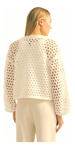 Sweater Calado K-lipso Con Rosetas En Crochet