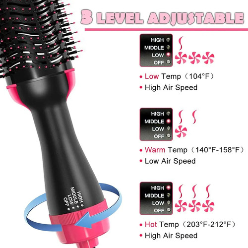 Cepillo Secador De Cabello Voluminizador Alizador 3 En 1