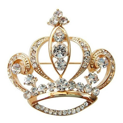 Navachi 18k Chapado En Oro Blanco Crystal Royal Crown Az7655