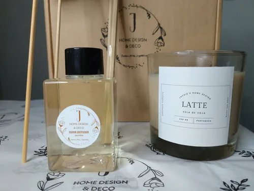 Box Regalo Vela Aromática Y Difusor Con Flor Artesanal