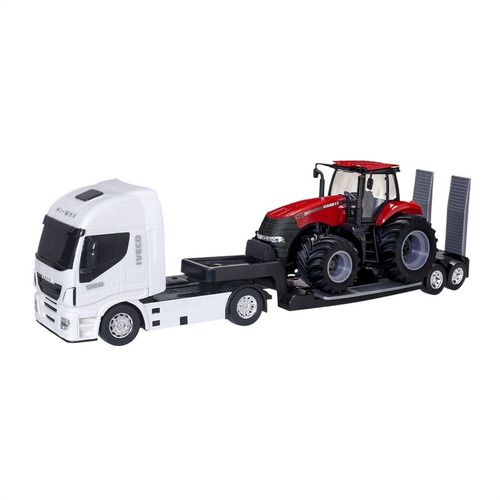 Imagem 1 de 10 de Kit Brinquedo Caminhão Iveco Plataforma + Trator Case