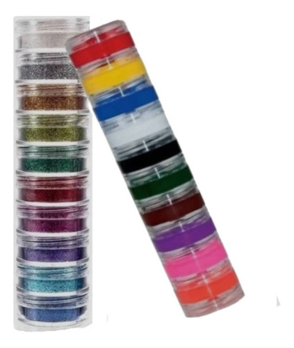 Kit Colormake Tinta Facial + Glitter Potes Com 10 Cores 