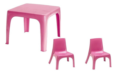 Mesa + 2 Sillas Plástico Colores Azul/rosa Niño Infantil