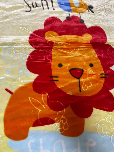Cobertor Cunero Para Bebe 100x120cm Extra Suave Calientito León Amarillo Lisa