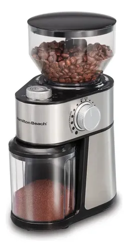 Moedor De  Café Grande Hamilton Beach 225w Inox 18 Configurações De Moagem Grossa A Extrafina Quantidades Ajustáveis De 2 A 14 Xícaras - 127v Preto