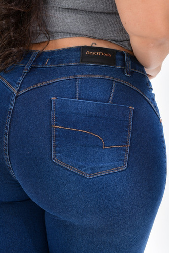 Calça Jeans Feminina Plus Size Cintura Alta Com Lycra Strech
