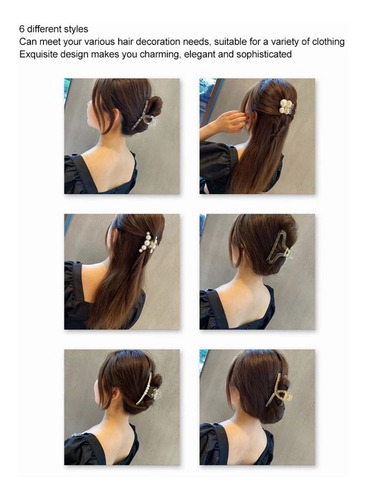 Coreano De La Moda De Perlas Pinza Para El Pelo 6 Piezas