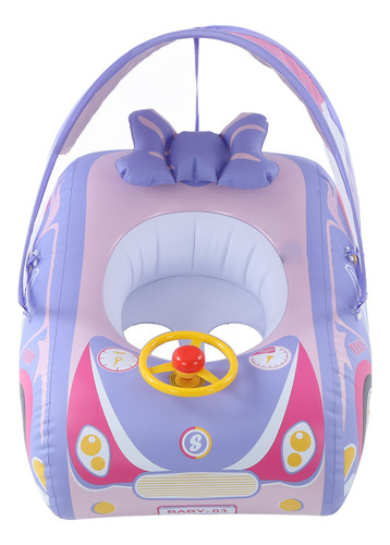 Flotador Con Forma De Coche Inflable Rosa Para Bebés, Con Fo